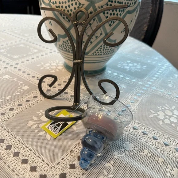 Wall Mounted Sconce With Blue Votive Candle FINAL $14 - Picture 4 of 7